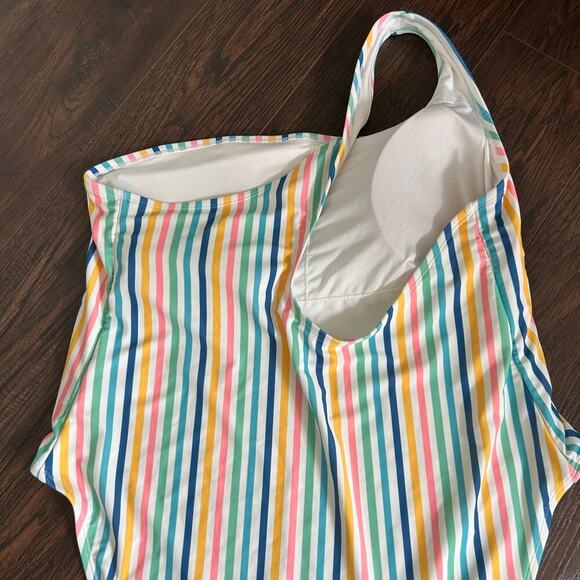 Old Navy Vertical Rainbow Stripes One-Shoulder One-Piece Swimsuit Women’s 3X - Picture 9 of 11